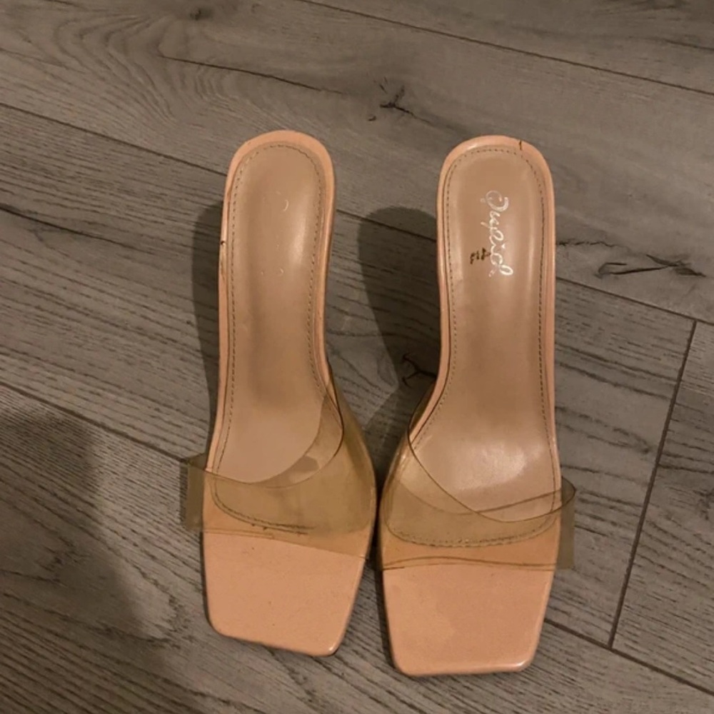 Qupid Tan and Transparent Heels